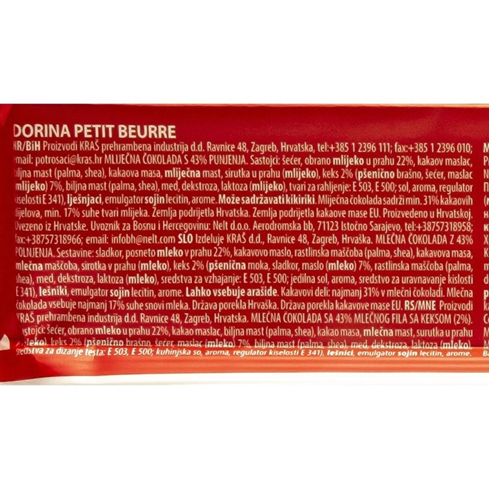 ČOKOLADA DORINA PETIT BEURRE 240g KRAŠ