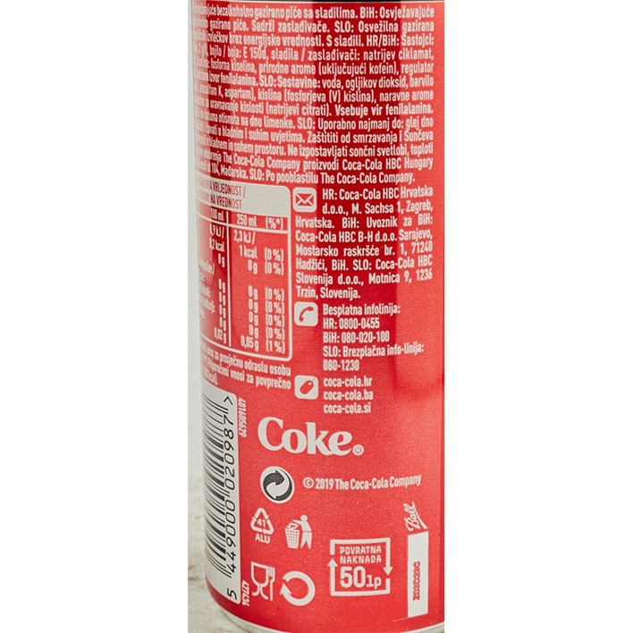 SOK GAZIRANI COCA COLA ZERO 0,25l LIMENKA COCA COLA