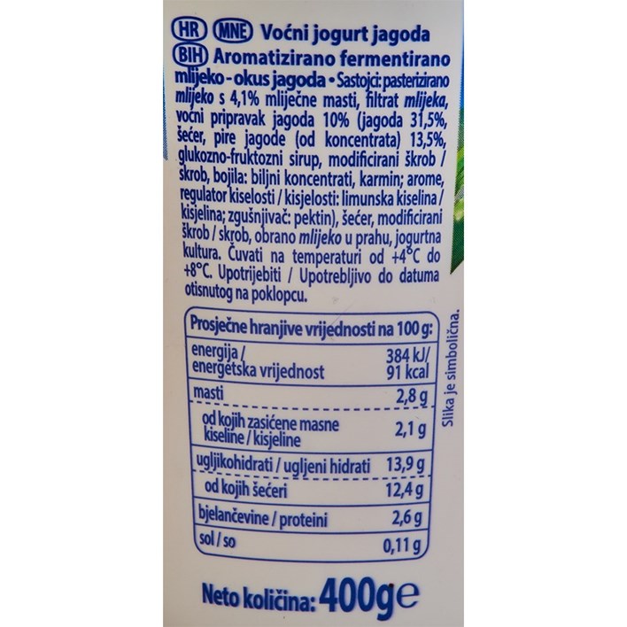 JOGURT VOĆNI JAGODA 400g DUKAT