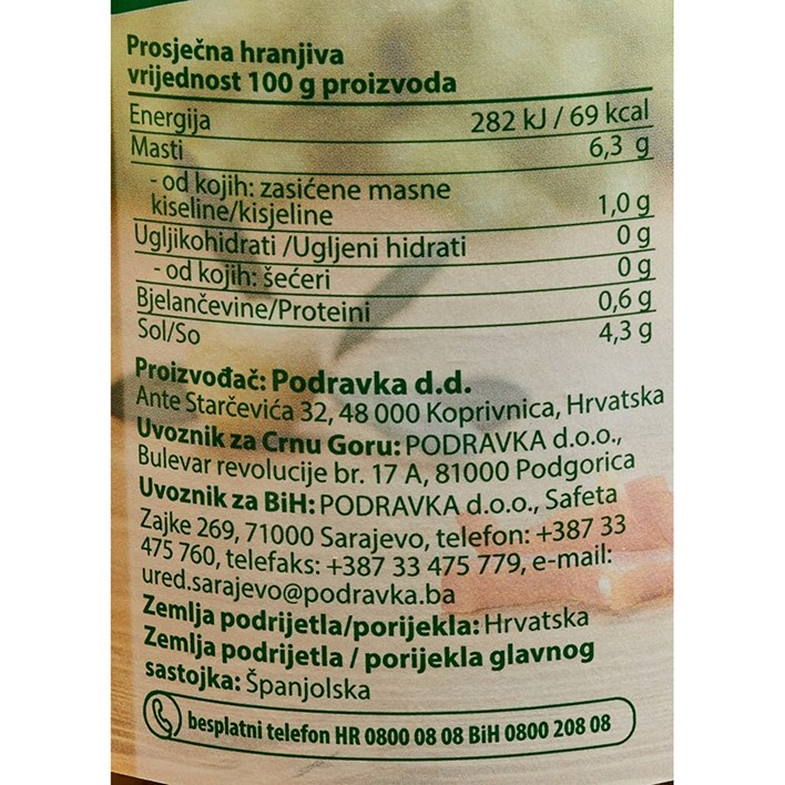 MASLINE PUNJENE PAPRIKOM 680g PODRAVKA