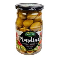 MASLINE ZELENE PUNJENE PAPRIKOM 350g ZVIJEZDA