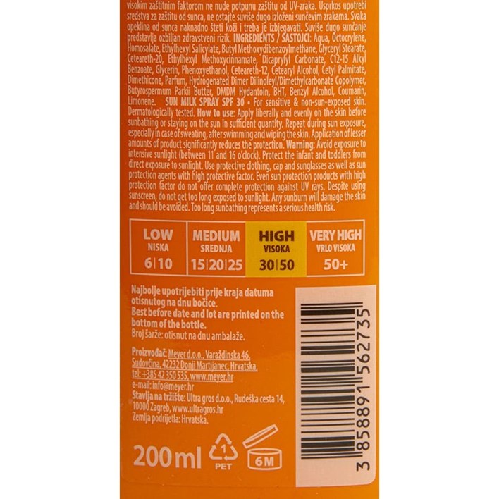 MLIJEKO ZA SUNČANJE SPF 30 200ml SPRAY ULTRA