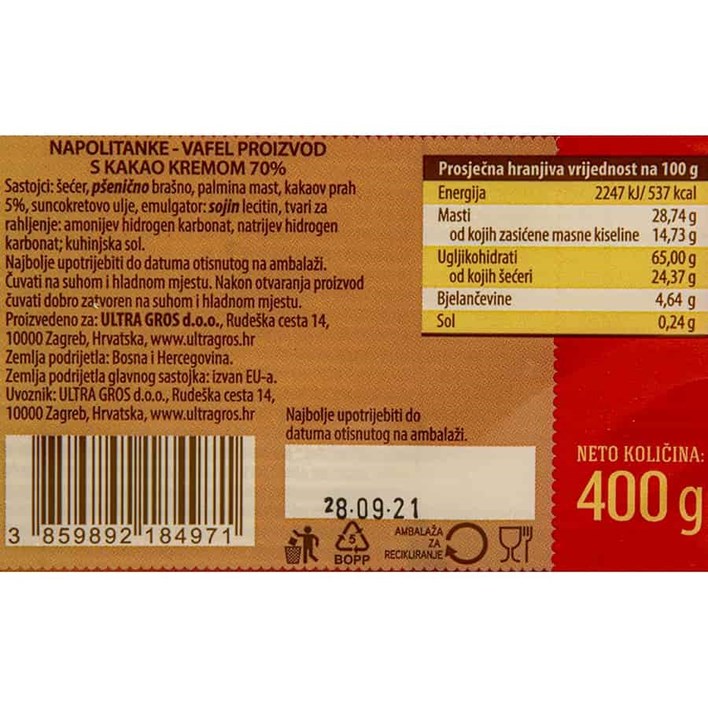 NAPOLITANKE KAKAO 400g ULTRA