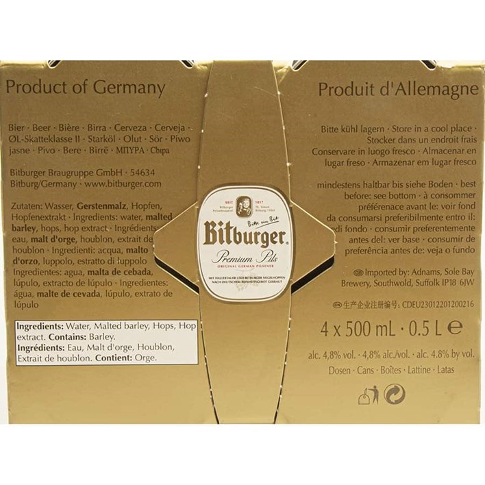 PIVO BITBURGER 4X0,5l LIMENKA DOMAK