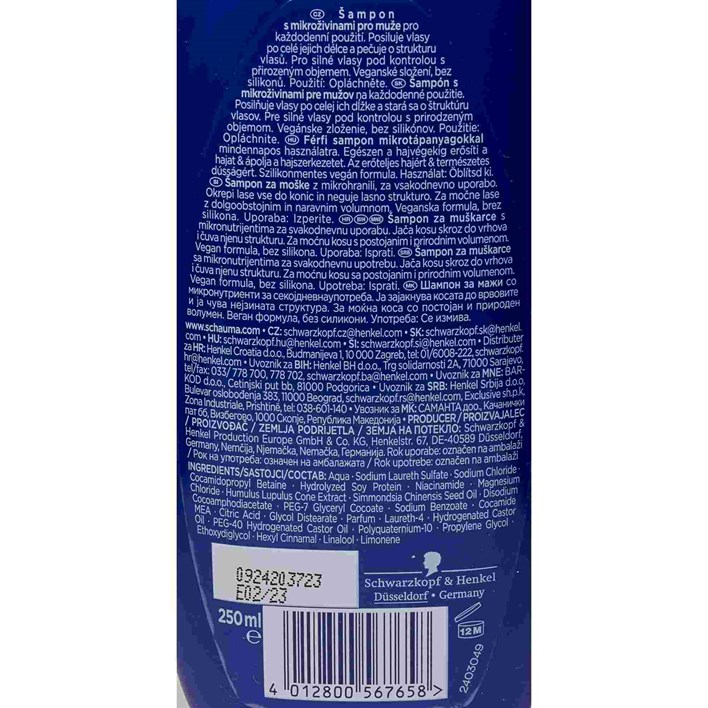 ŠAMPON SCHAUMA ZA MUŠKARCE 250ML