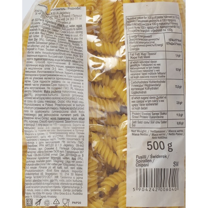 TJESTENINA BABUNI FUSILLI 500g ULTRA